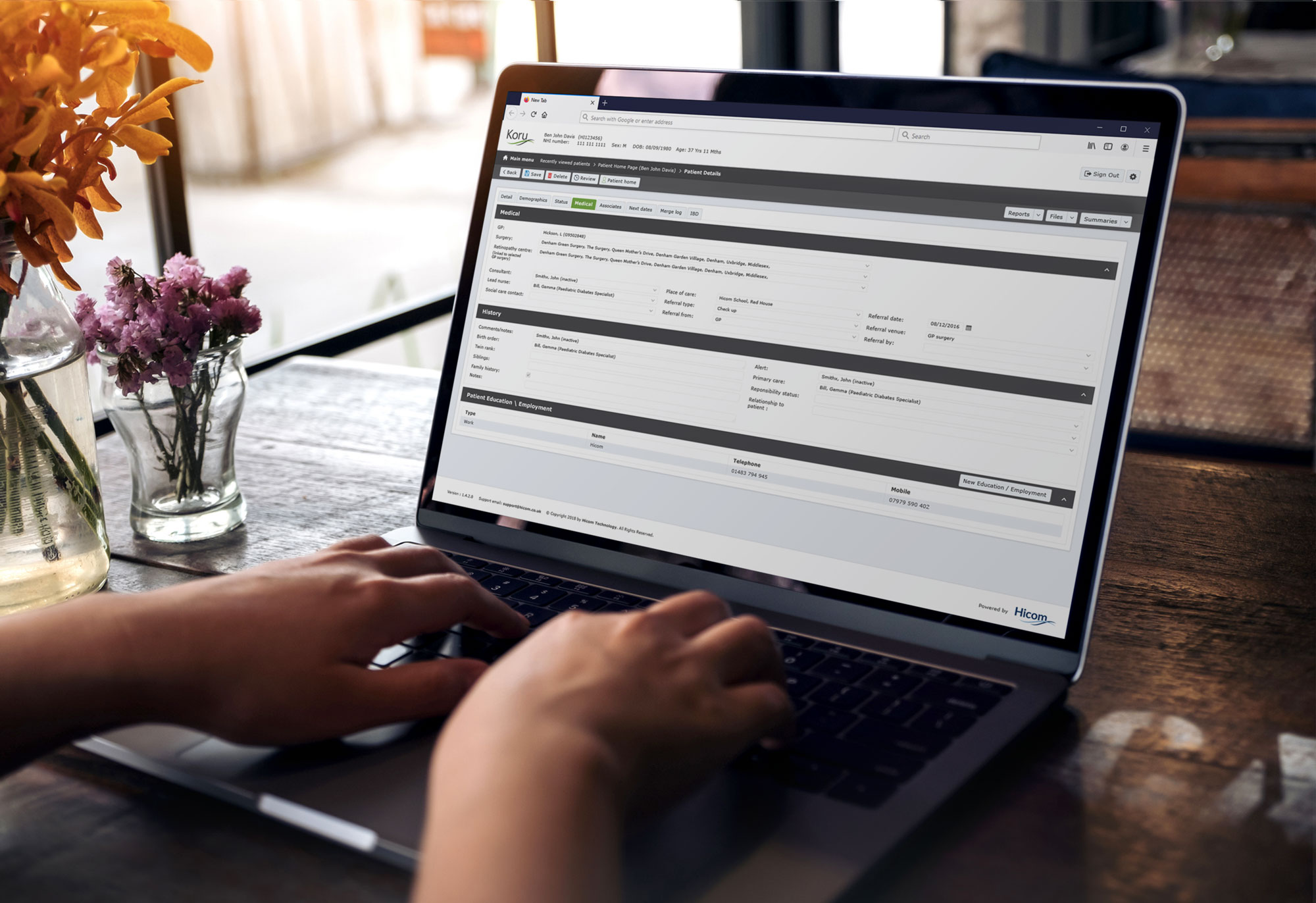 Laptop showing Koru's patient summary